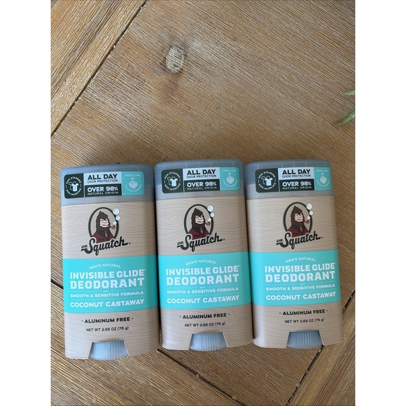 Dr. Squatch Other - 3-Pack Dr. Squatch COCONUT CASTAWAY Invisible Glide Deodorant 2.65oz Each